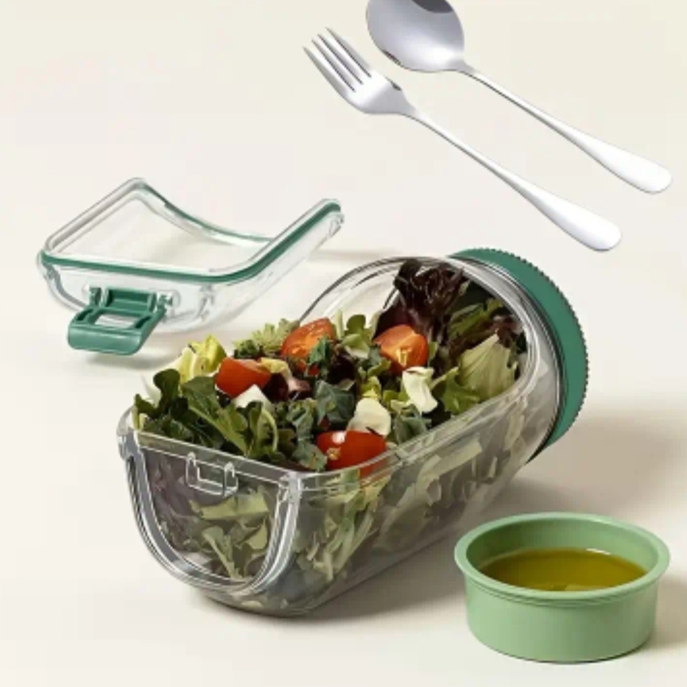 SET OF TWO Salad PODS with Salad Dressing Cup/ Removable Front Hatch